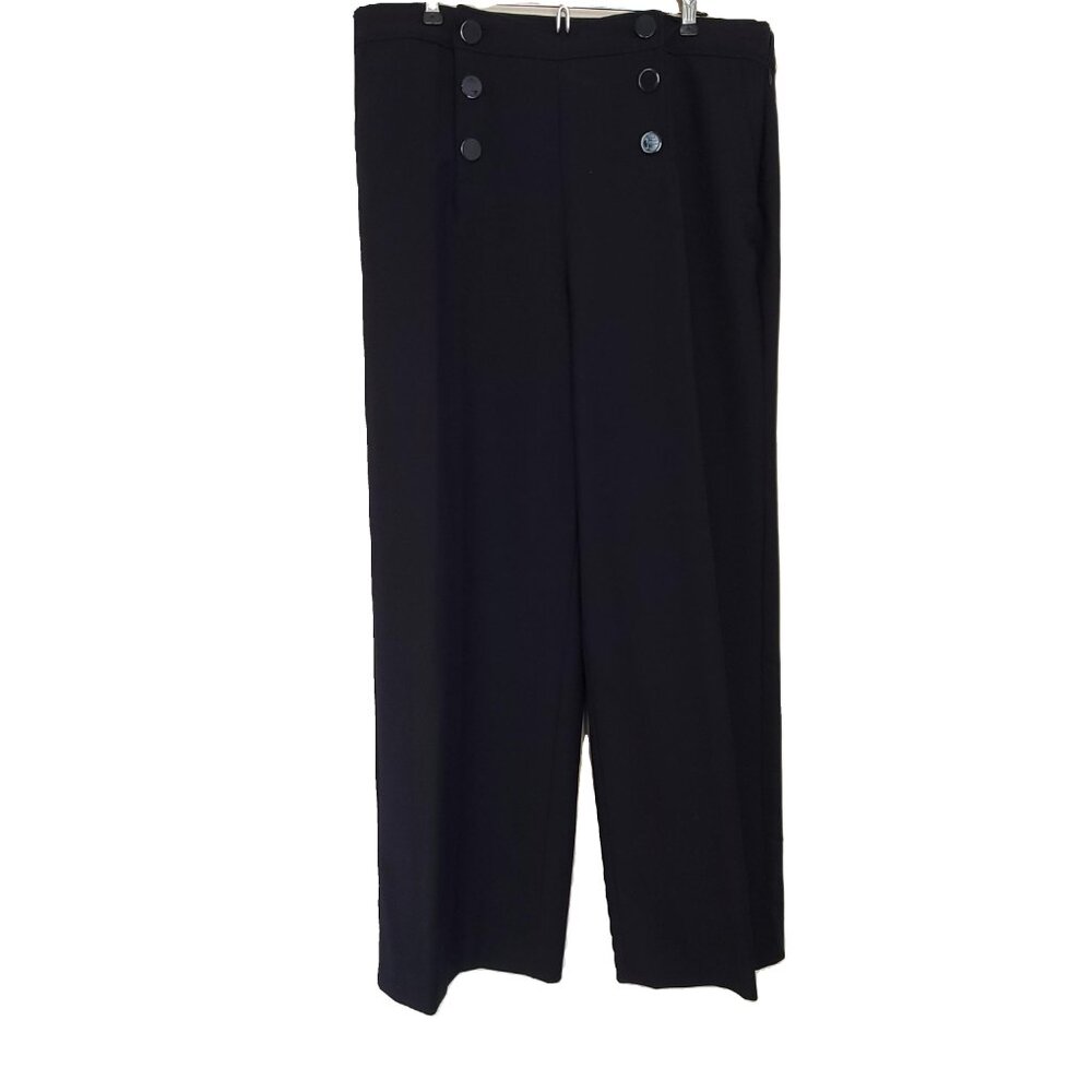 Talbots 16p Sailor Button Wide Leg Pants Indigo - image 2